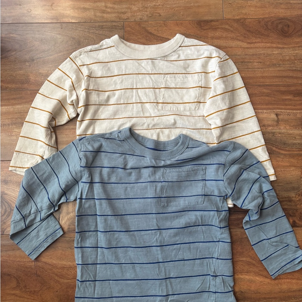 H&M Cream and Blue Long Sleeve Tees